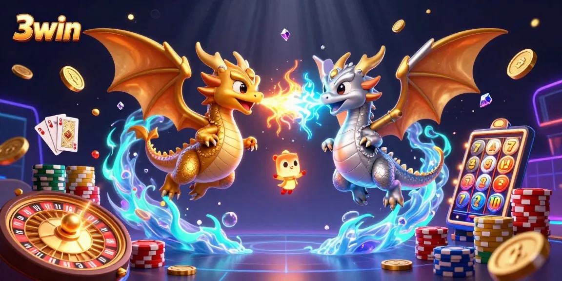Experience thrilling gaming at 3win with dynamic dragons and vibrant casino elements.