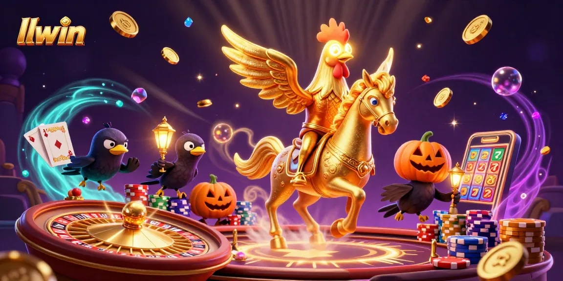 Win big at llwin with a golden rooster and crow companions ruling the midnight casino.