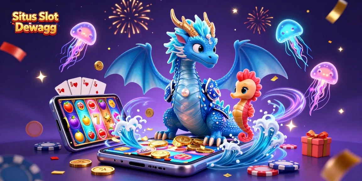Situs Slot Gacor Dewagg graphical illustration showcasing enchanting gambling action with mesmerizing characters and dynamic slot game elements.