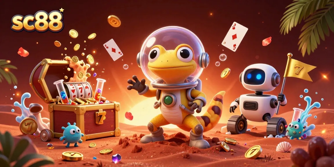 Engage in thrilling gameplay at sc88 with a Martian gecko discovering a casino treasure.
