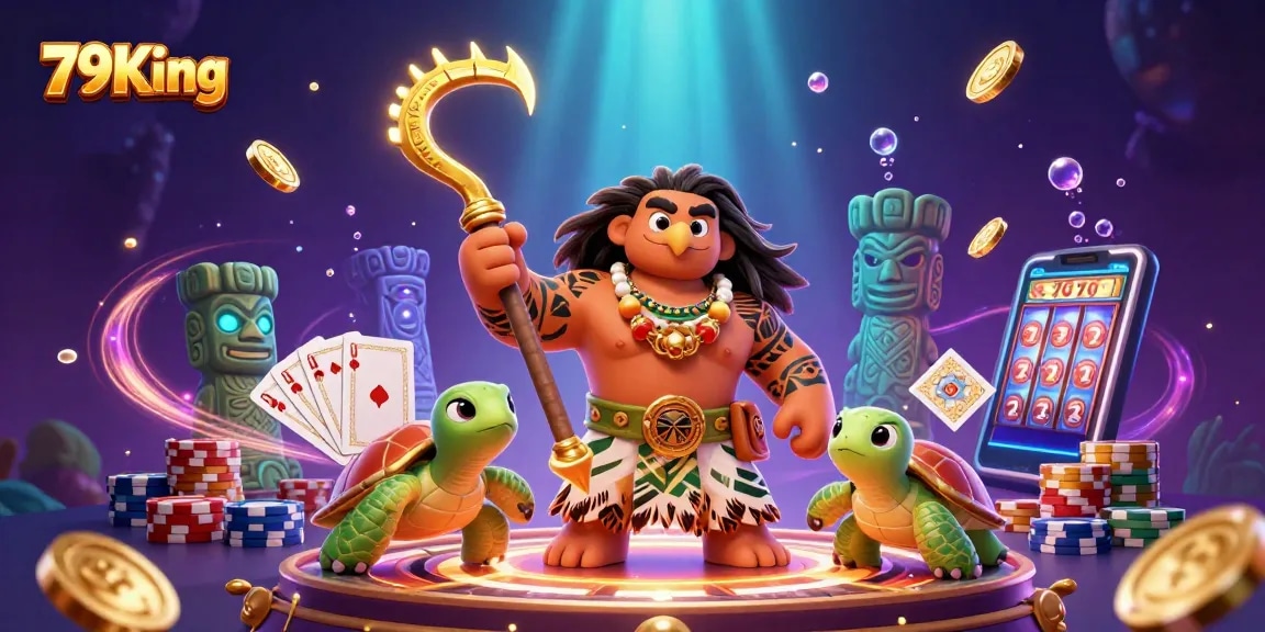 Cascading treasures at 79King casino with vibrant characters and lively game elements