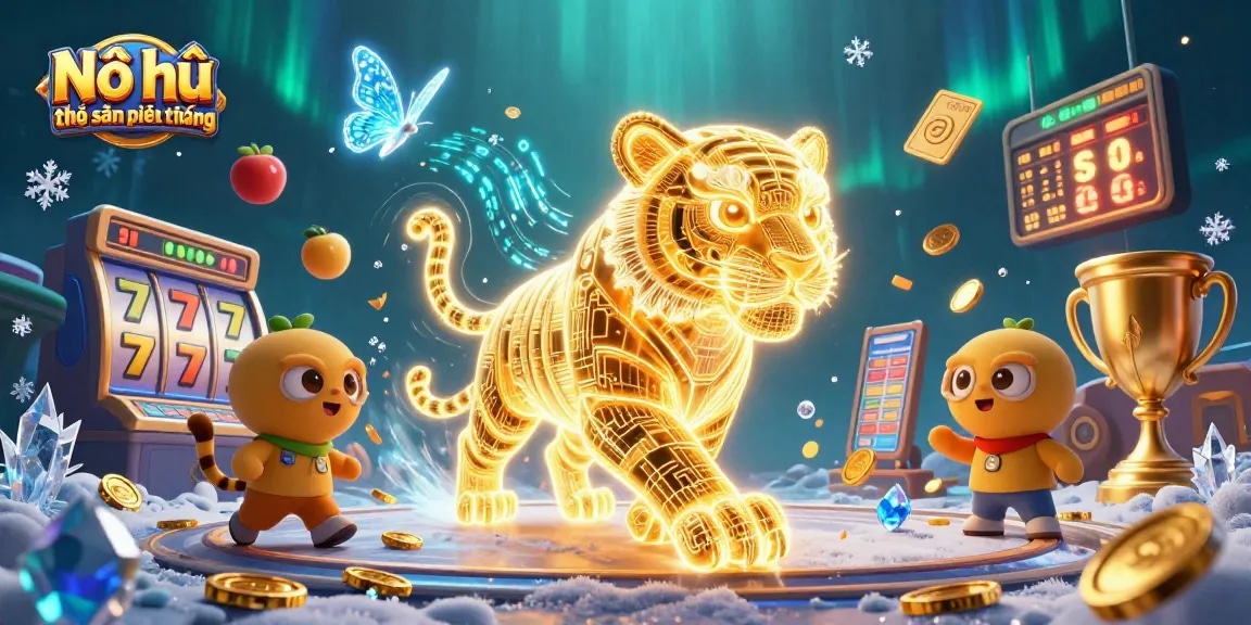 Nổ hũ thợ săn tiền thưởng showcases a vibrant casino scene with neon elements and jackpot excitement!