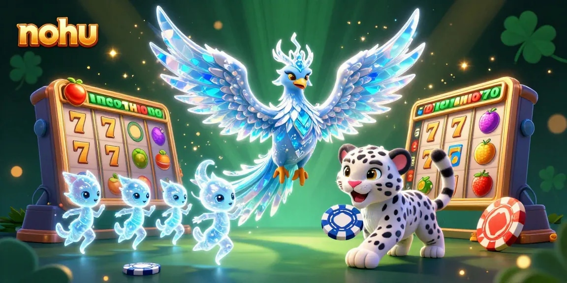 Experience the thrill at nohu with an action-packed slot game showcasing an ice phoenix and vibrant game elements.