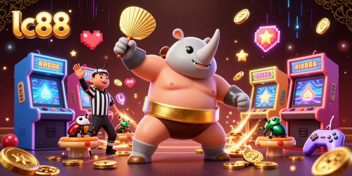 Experience thrilling gameplay at LC88 with our dynamic and colorful digital casino scene.