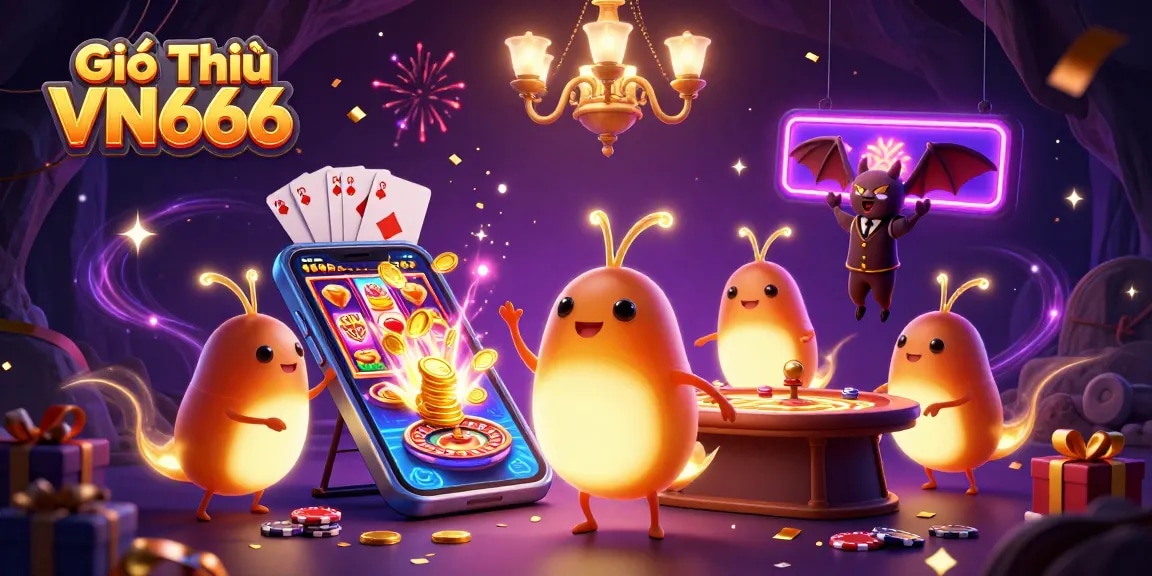 Engage in the thrilling gaming excitement of Giới Thiệu VN666 with lively glowworms and casino action.