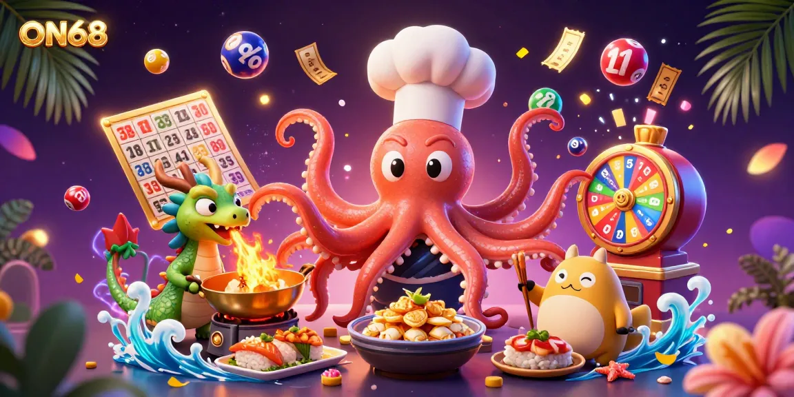Engage in thrilling entertainment at ON68 with dynamic lottery scenes featuring vibrant elements.