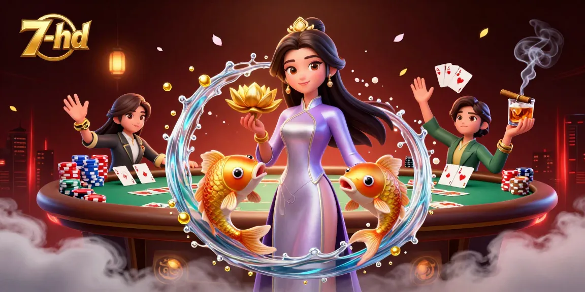 Engage in exciting gaming at 7-hd with vibrant illustrations featuring poker elements.