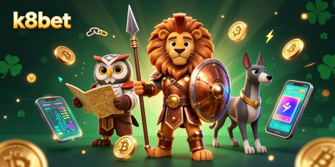 Experience thrilling casino adventures with k8bet in an epic gaming illustration.