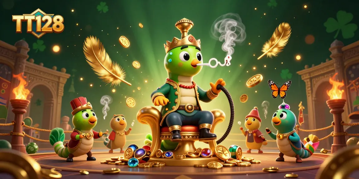 Engage with TT128's thrilling online gambling experience surrounded by playful casino elements.