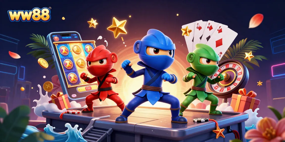 Experience thrilling wins at ww88 with a colorful slot game featuring vibrant 3D characters and dynamic casino elements.