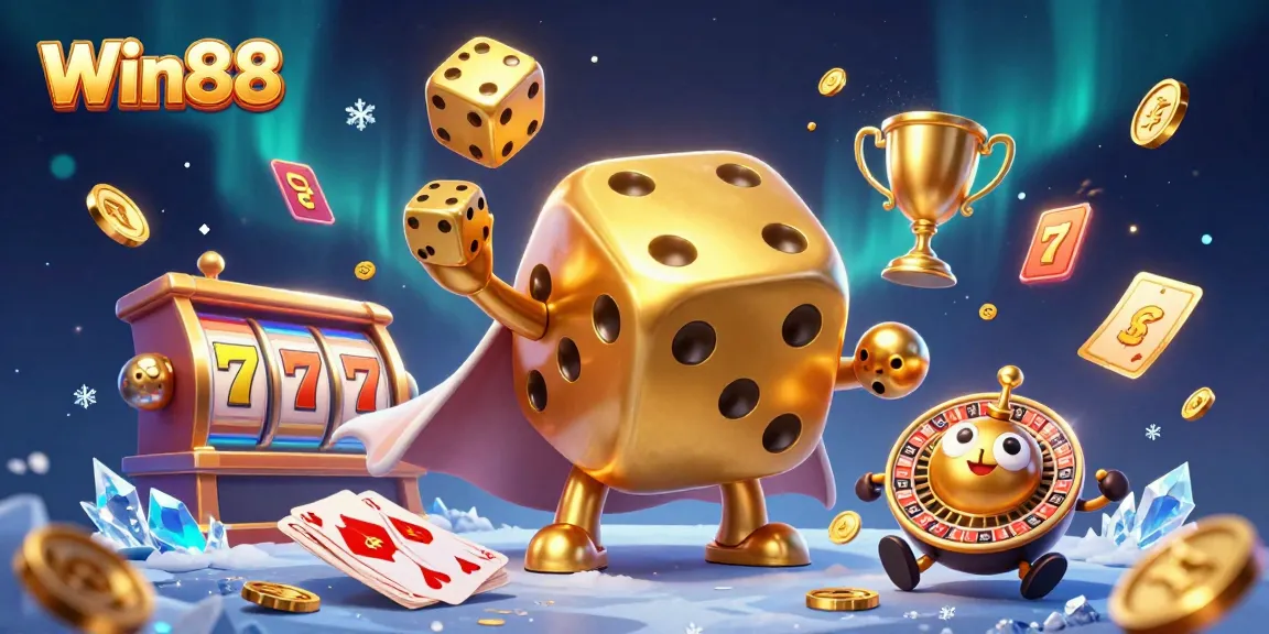 Win88 showcases a vibrant casino scene featuring golden characters and dynamic game elements.