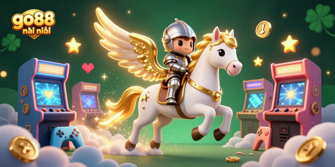 Experience exciting gameplay in go88 mới nhất with colorful casino game elements like arcade machines and glowing treasures.