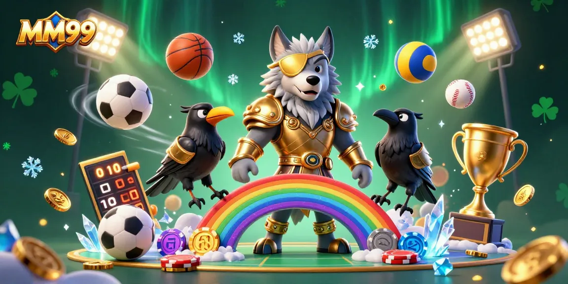 Engage with MM99's vibrant 3D casino universe, featuring Odin and ravens in an epic gambling adventure.