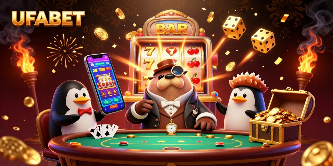 Experience thrilling gameplay at UFABET with a vibrant 3D casino scene showcasing the excitement of online gambling.