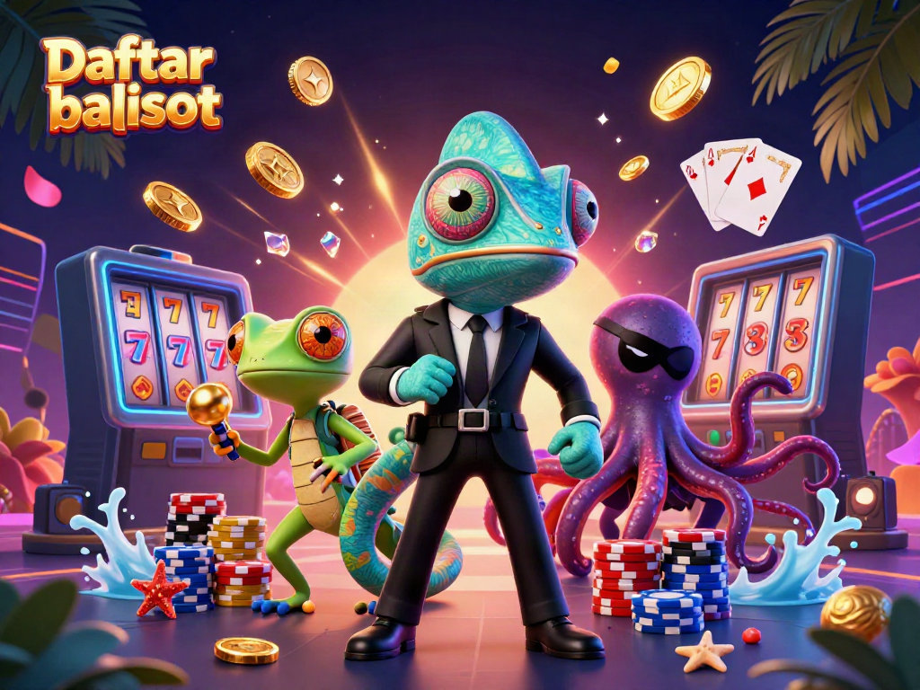 Engage in winning moments at Daftar balisot with vibrant characters and flying casino elements.