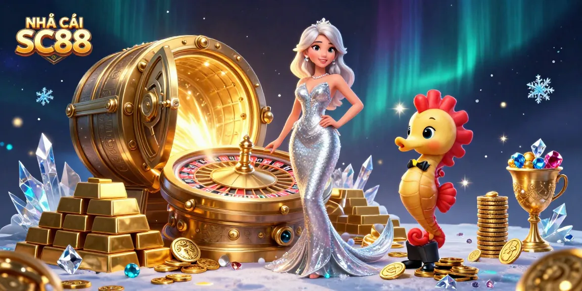 Spin at NHÀ CÁI SC88 with a stunning scene of a dazzling roulette and treasures overflowing.