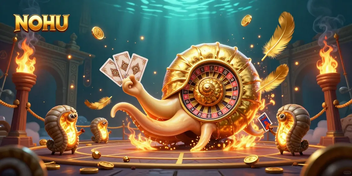 Engage in thrilling gameplay at NOHU with a spectacular underwater casino scene featuring a golden nautilus roulette and glowing treasures.