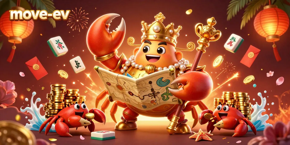 Experience dynamic online gaming with move-ev, featuring a massive golden crab emperor in a vibrant casino scene.
