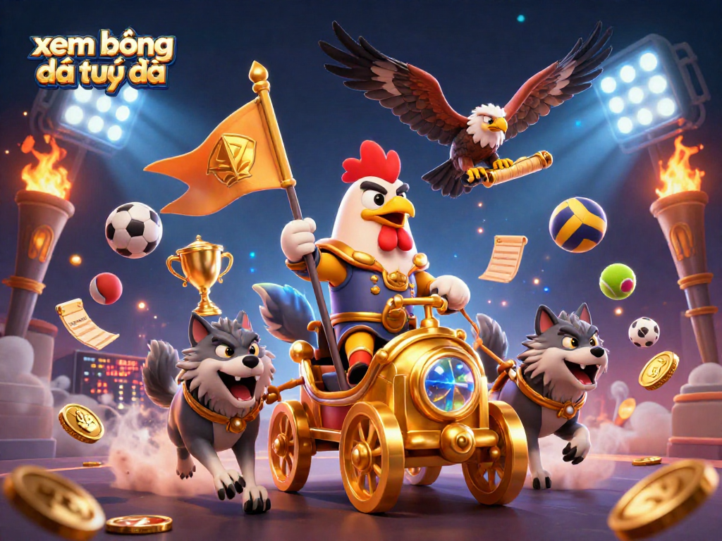 Engage in xem bóng đá trực tiếp with dynamic sports elements and golden triumphs in an exciting illustration