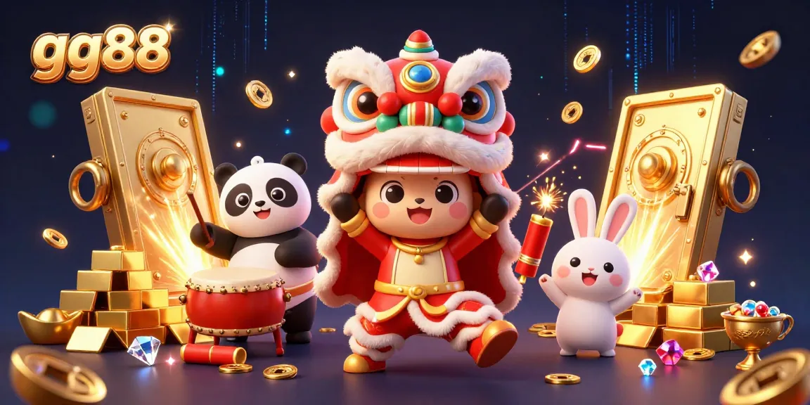 Engage with gg88's vibrant online casino experience showcasing festive characters and dynamic game elements.