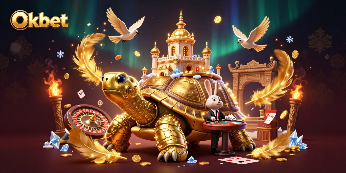 Oxbet live casino illustration featuring a golden tortoise with a vibrant casino palace and dynamic game elements.