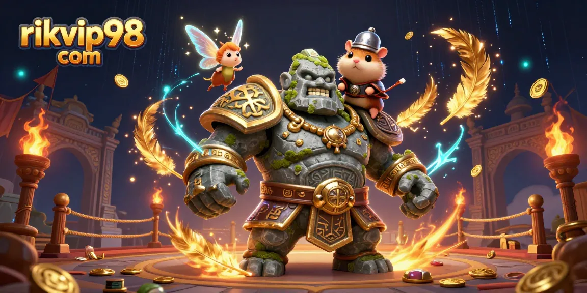 Catalyze winning strategies at rikvip98 com with enchanting casino-themed characters and magical elements.