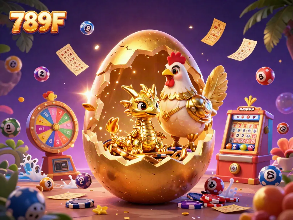 Experience exciting gameplay at 789F with vibrant elements like golden dragons and poker chips.