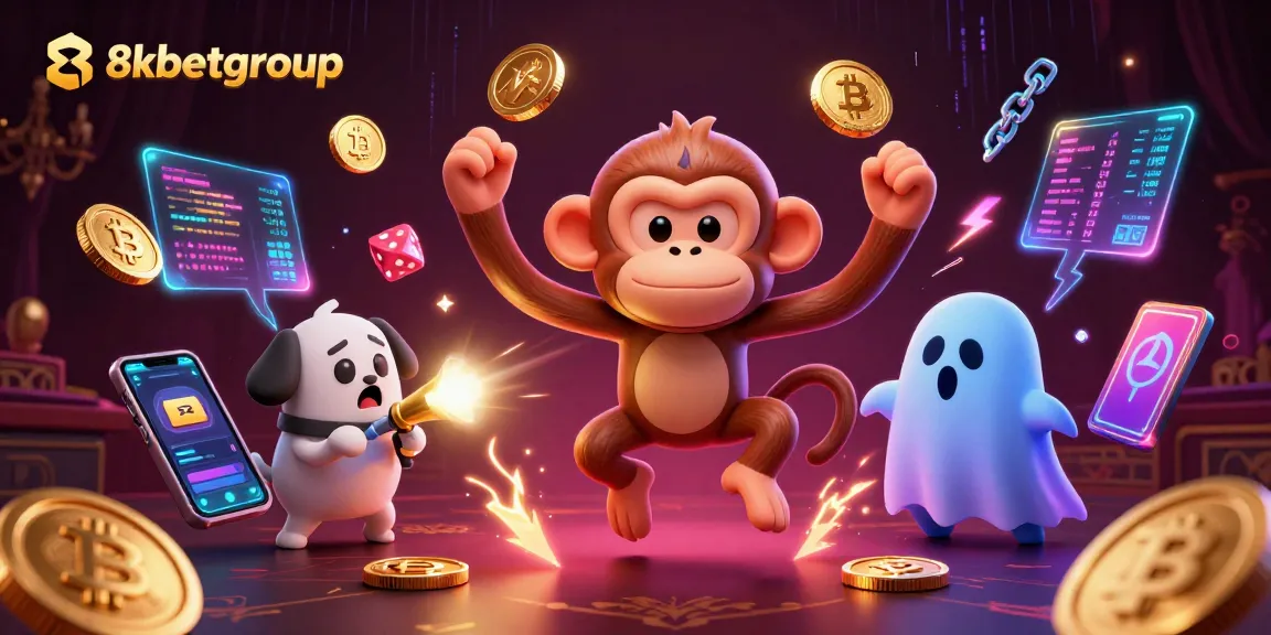 Experience the thrilling gameplay at 8kbetgroup with a playful poltergeist monkey juggling gold coins in a haunted casino.