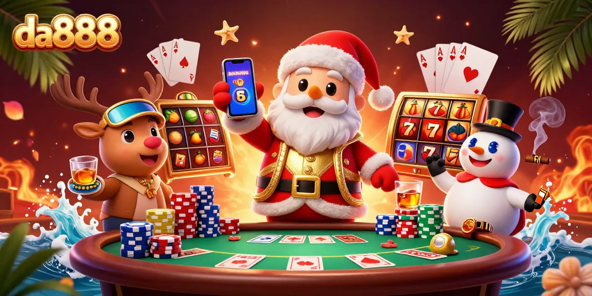 Experience the excitement of da888 with festive casino characters and vibrant slot elements.