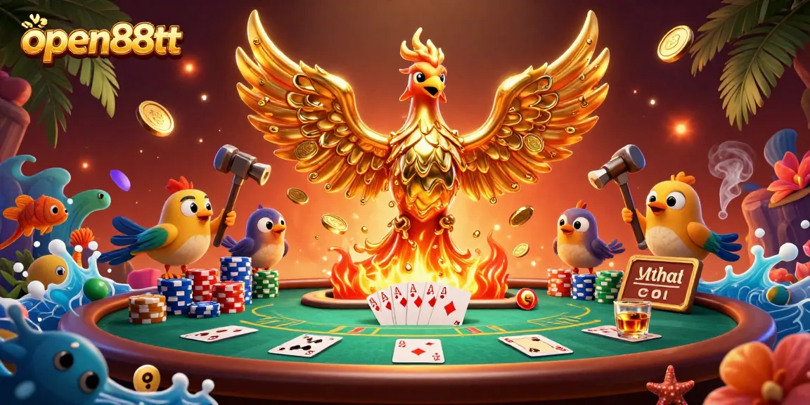 Experience thrilling gaming with open88tt's vibrant scene featuring dynamic bắn cá and poker elements.
