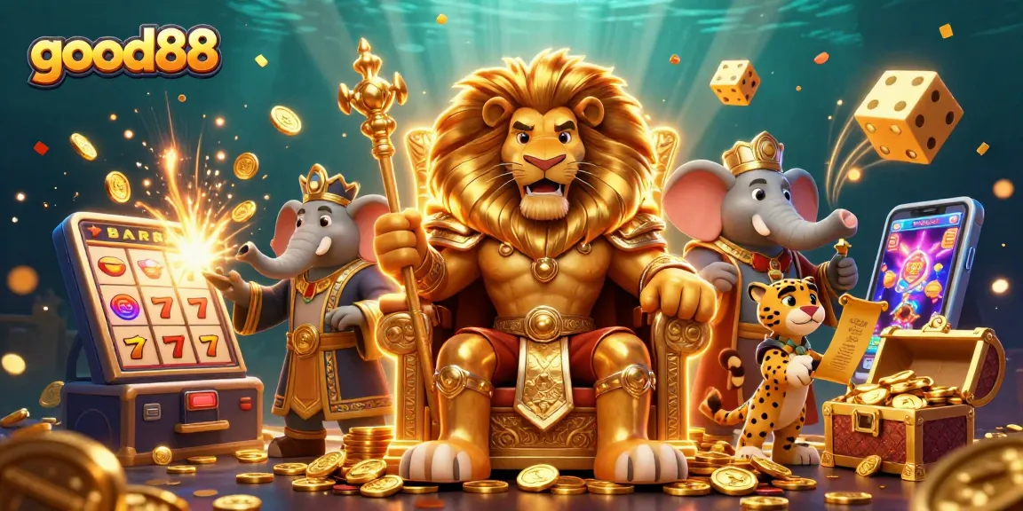 Win big with good88 in this spectacular casino scene featuring vibrant gameplay elements.