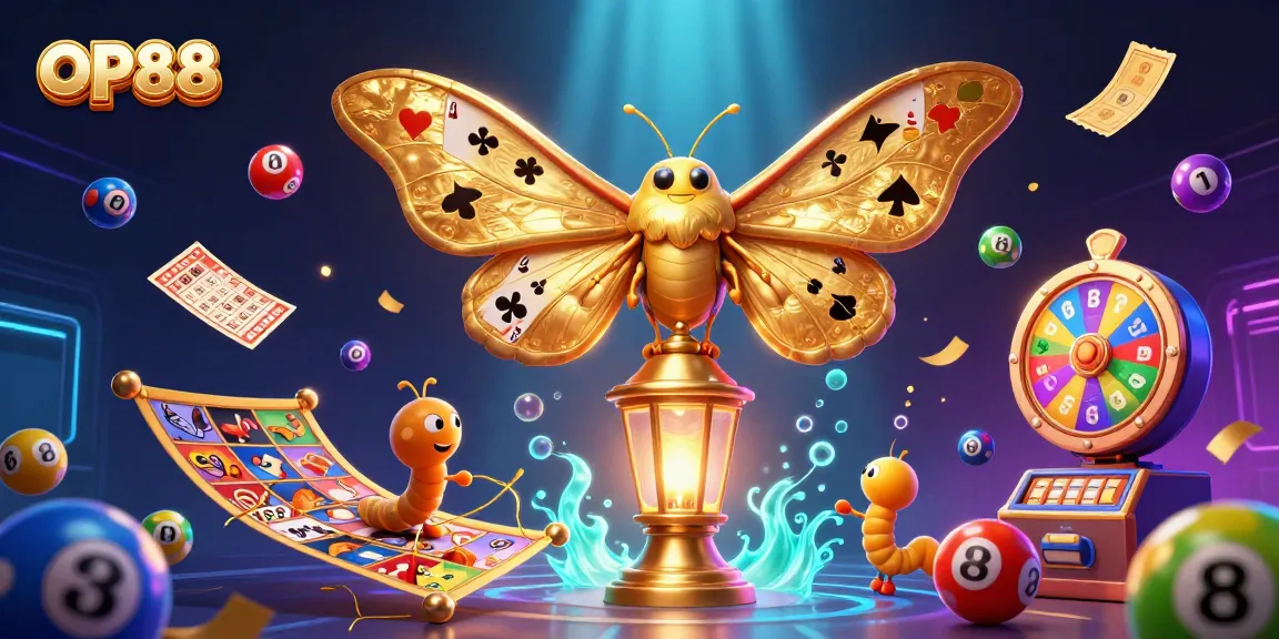 Experience winning with OP88's immersive casino scene featuring vibrant lottery balls and golden lanterns.