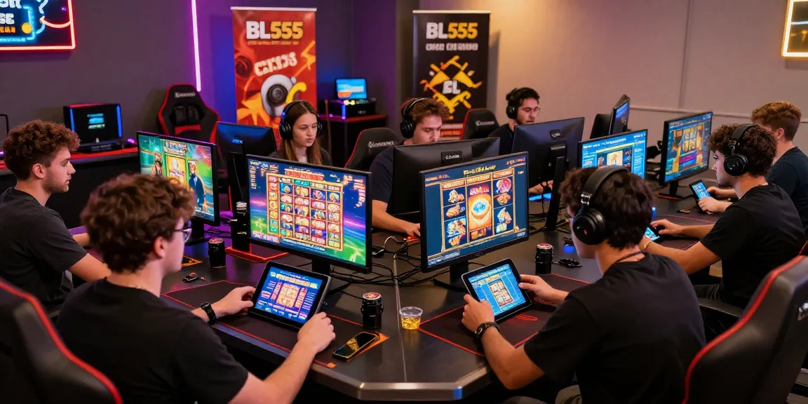 Players immersing in the thrilling BL555 gaming experience with vibrant screens and interactive atmosphere.