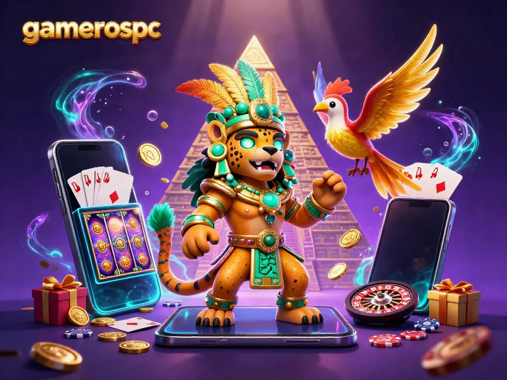 Experience thrilling gaming action at gamerospc with colorful slots and a vibrant casino scene.