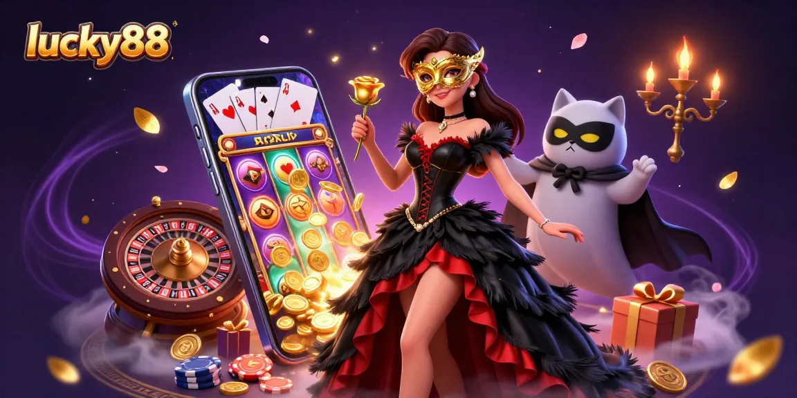 Experience the thrill of lucky88 in this vibrant 3D casino illustration showcasing captivating slot action.