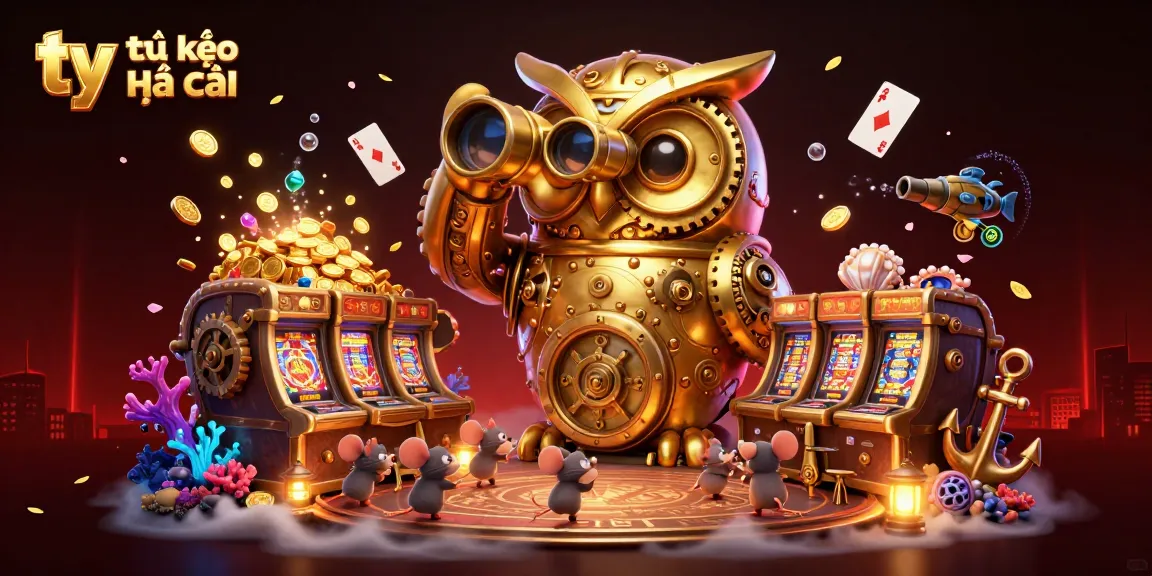 Experience the thrill of tỷ lệ kèo nhà cái with a vibrant casino scene featuring golden owl and unique game elements.