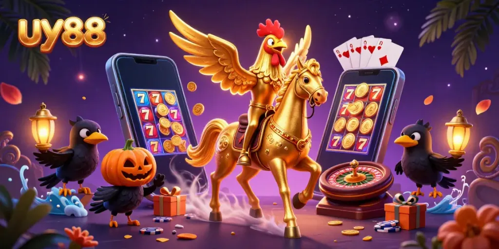 Experience thrilling gameplay with uy88 in a vibrant casino scene featuring engaging characters.