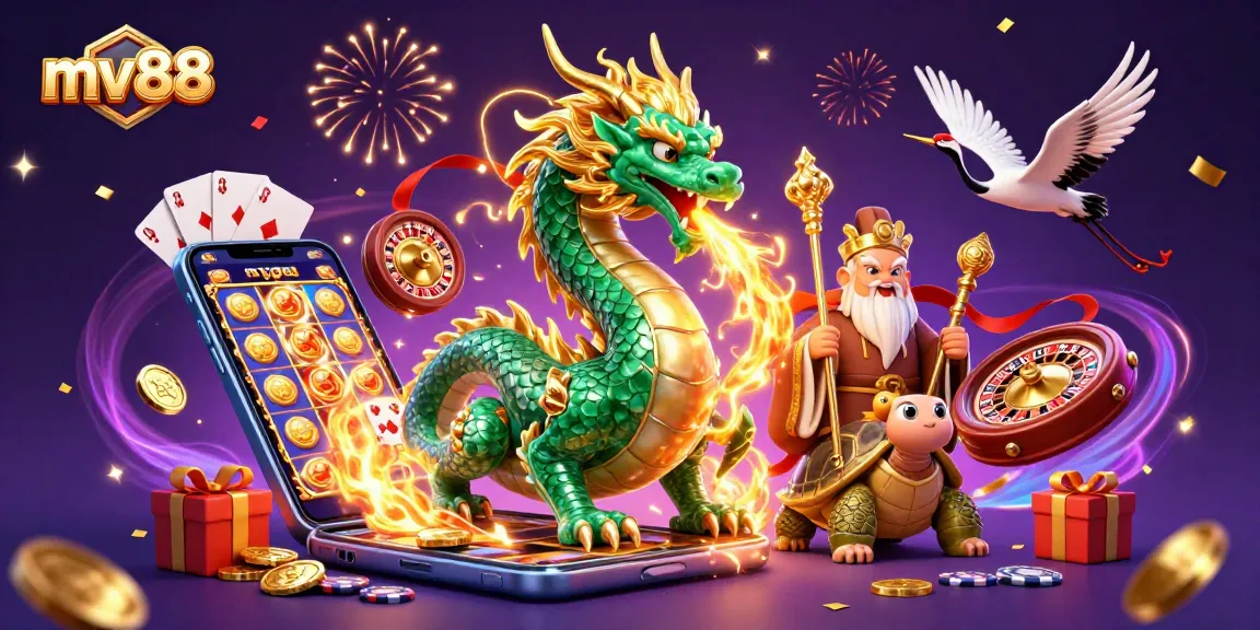 Experience excitement at mv88 with dynamic gaming action featuring a dragon and lucky cranes.