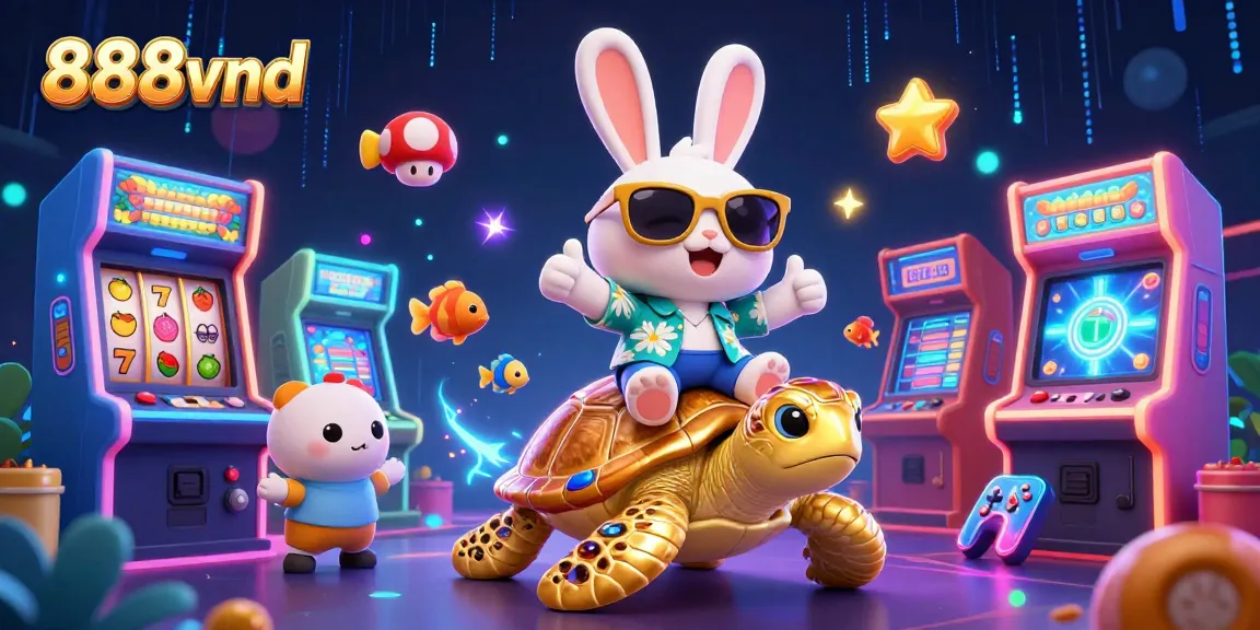 Engage with 888vnd in an exciting casino adventure featuring colorful game elements and characters.