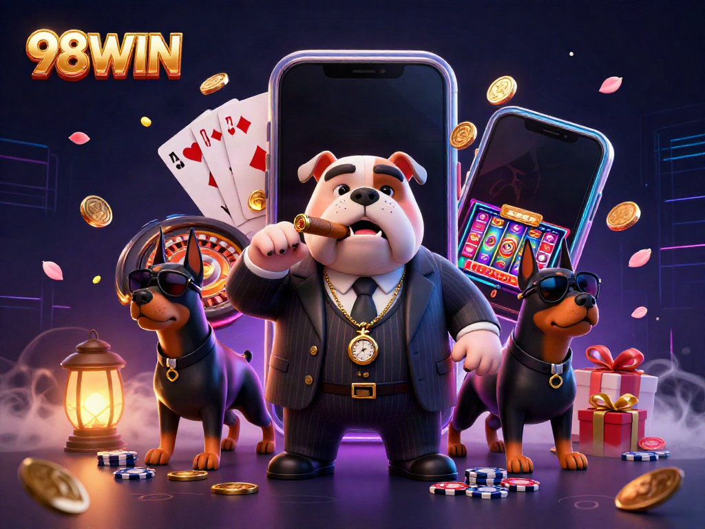 Experience the thrill with 98WIN as a bulldog mafia boss dominates the casino scene.