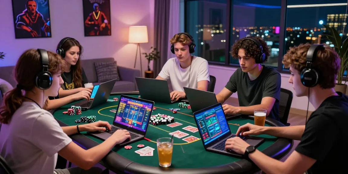 Friends enjoying F168 COM online casino gaming session in a vibrant living room.