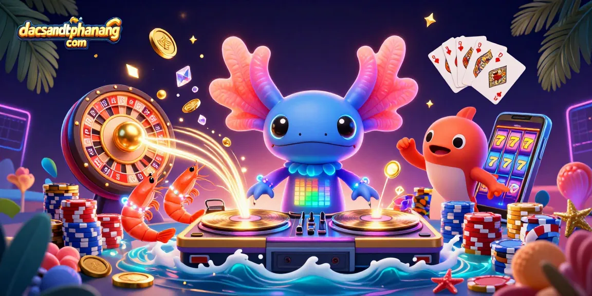 Spin slots and win big at dacsandatphanrang com with vibrant casino-themed illustration featuring dynamic characters and exciting elements.