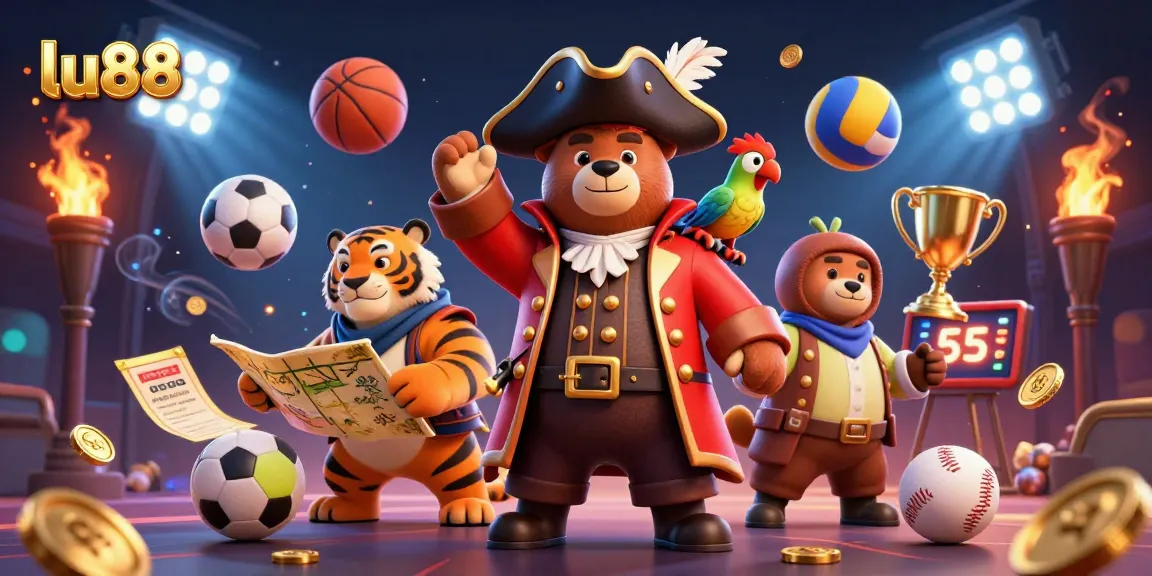 lu88 sports betting scene with characters and dynamic casino elements creating excitement