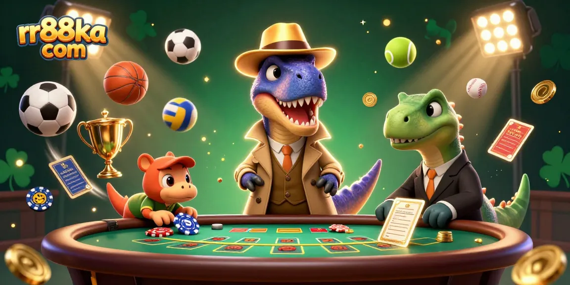 Enjoy the excitement at rr88ka com with dynamic 3D characters engaging at a blackjack table while vying for casino chips.