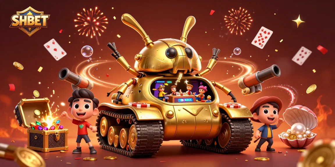 Experience thrilling gaming at SHBET with a vibrant 3D digital illustration capturing the essence of fun and excitement.