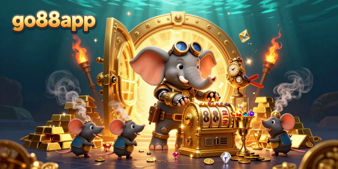 Engage in thrilling slots at go88app with captivating 3D steampunk visuals and golden treasures.