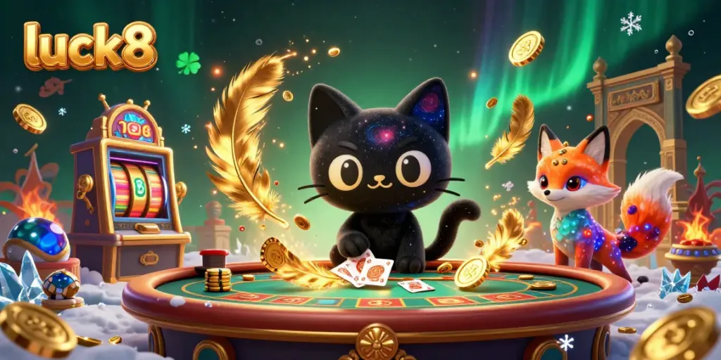 Experience thrilling gameplay at luck8's cosmic casino with the enchanting black hole cat.
