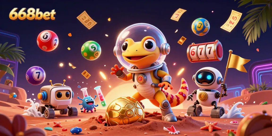 Experience the excitement of 668bet with vibrant casino-themed 3D illustration full of dynamic gaming elements.