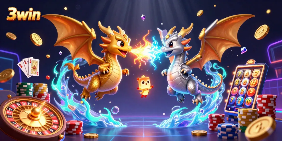 Experience thrilling gaming at 3win with dynamic dragons and vibrant casino elements.