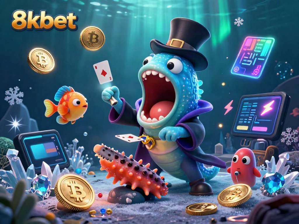 Experience exciting gameplay at 8kbet with unique casino elements illustrated in a vibrant underwater scene.